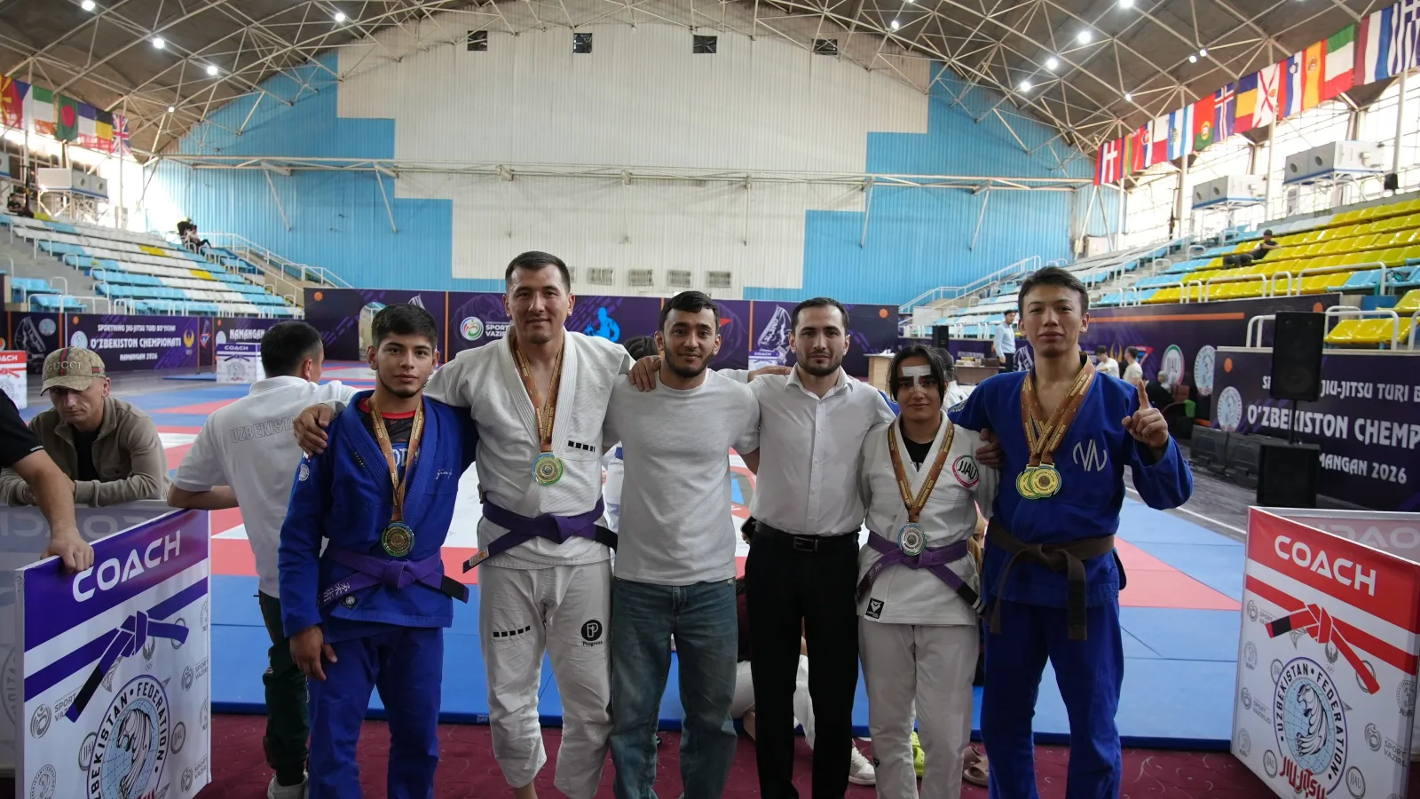 Kaizen competitors and coaches with medals at the Uzbekistan Championship